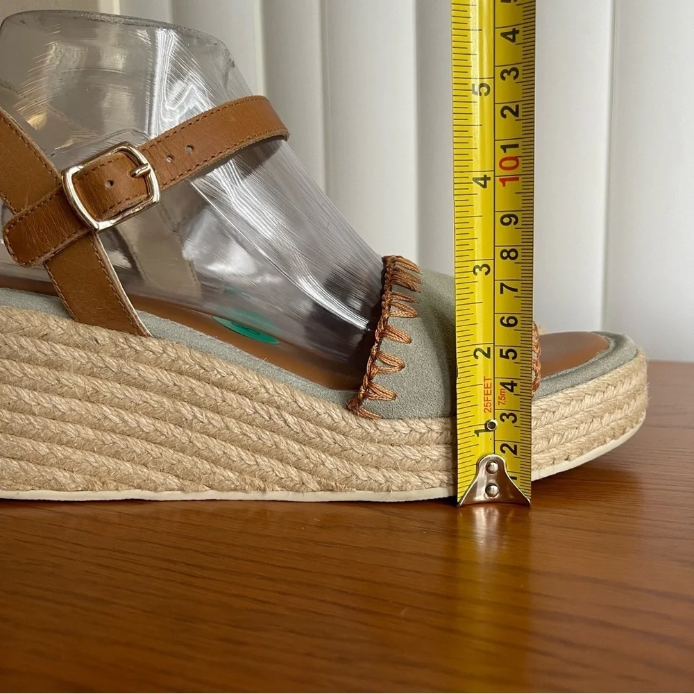Joie Powder Blue Suede Wedge Espadrille Sandals Size 8